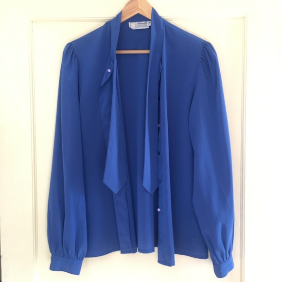 Vintage necktie blouse, sz med - Picture 7 of 10